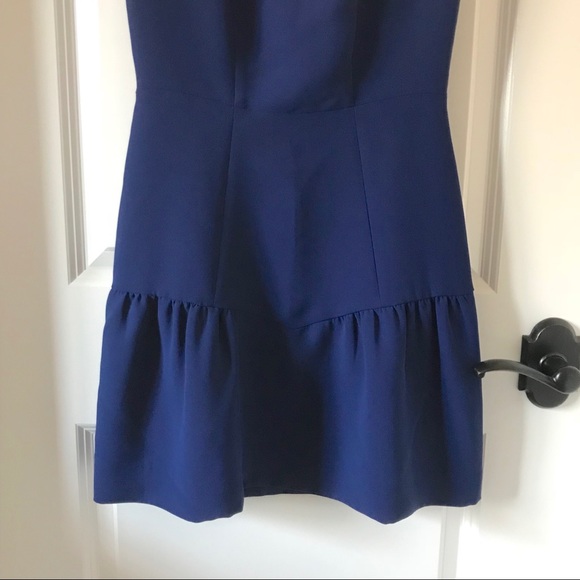 Electric Blue Dress with Leather Shoulder Detail - Picture 4 of 7